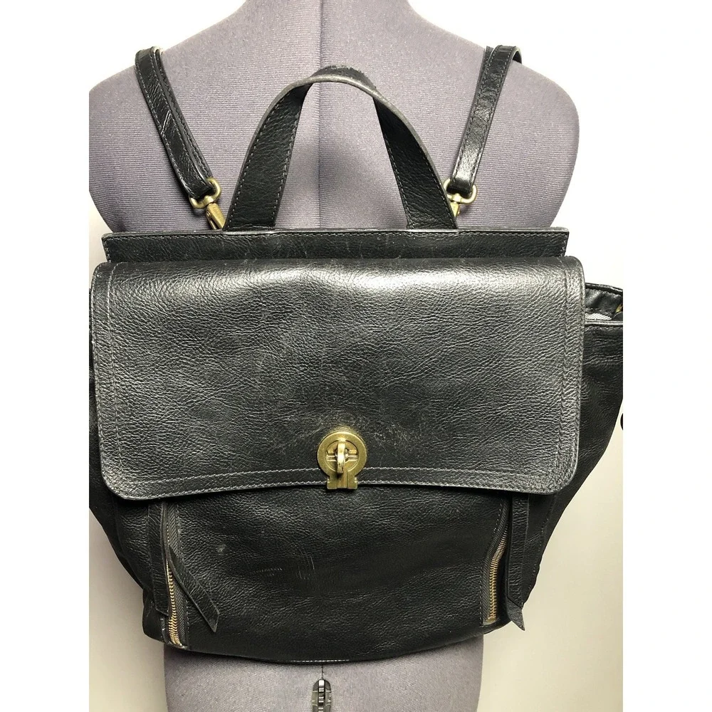 Fossil Amelia Black Leather Convertible Backpack‎ Bag DAMAGED